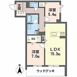 リーベン メーア 2LDKの間取図画像