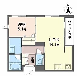 リーベン メーア 1LDKの間取図画像
