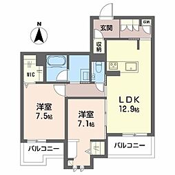 リーベン メーア 2LDKの間取図画像