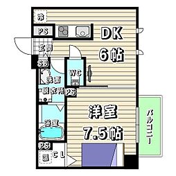 シャンテニエ 1DKの間取図画像