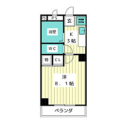 アドイン 1Kの間取図画像
