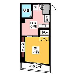 ラ・メゾン・藤ヶ丘 1DKの間取図画像