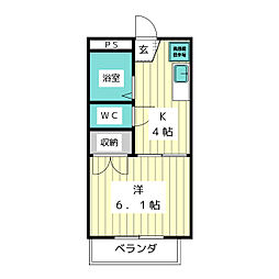 ジュネス雅 1Kの間取図画像