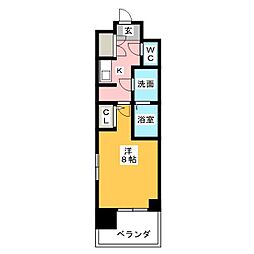 ラドゥセール本郷 1Kの間取図画像