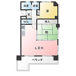 コスモハイツ 2LDKの間取図画像