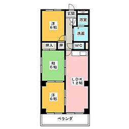 スカイヒルズカワイ 3LDKの間取図画像