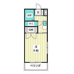 エスポワール一社 1Kの間取図画像