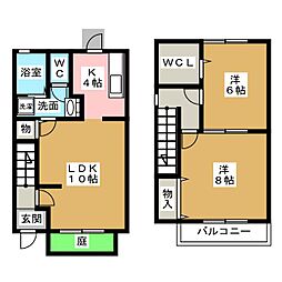 クレセールB 2LDKの間取図画像