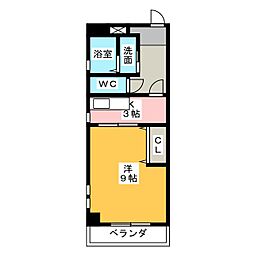 ユーハイツサンワ2 1DKの間取図画像