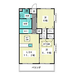 ベルシャトー高善 2LDKの間取図画像