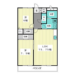 ジェイド 2LDKの間取図画像