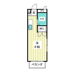 エステートピア浅井3 ワンルームの間取図画像
