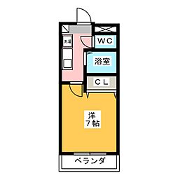 パレス茶臼前 3階1Kの間取り