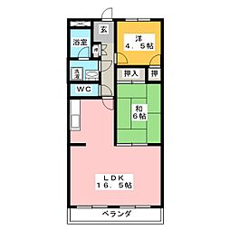 ファミールパピヨン 4階2LDKの間取り