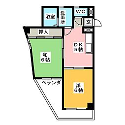 ＳＫハイム 3階2DKの間取り