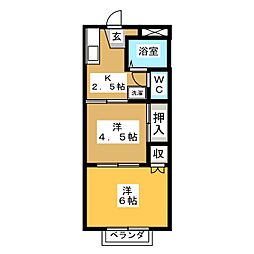 パームデールA 2Kの間取図画像