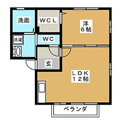 ロイヤルステージ 2階1LDKの間取り