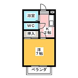 パークハイツ 1Kの間取図画像