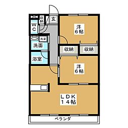 グリーンゲイブルズ2 2LDKの間取図画像