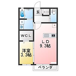 ザ・レジデンス白沢B 1LDKの間取図画像