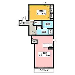 ベルモンターニュ 1LDKの間取図画像