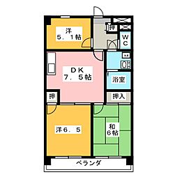 志水ビル 3DKの間取図画像