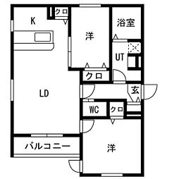 名古屋市守山区守山2丁目アパート 2LDKの間取図画像