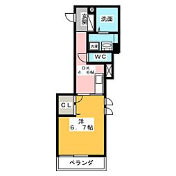 ヴェルヴェーヌ小幡駅前2 1Kの間取図画像