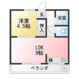 第2シャトーブラン 1LDKの間取図画像