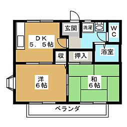 サン・セジュール 2DKの間取図画像