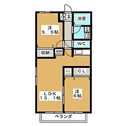 ロータスコート 2LDKの間取図画像