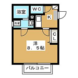 サンシティー町北 1Kの間取図画像