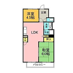 シャルム美郷 4階2LDKの間取り