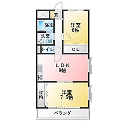 ファミール香 2LDKの間取図画像