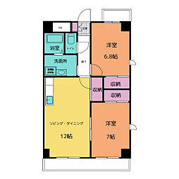 滝の水パークアベニュー 2階2LDKの間取り