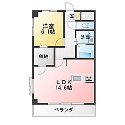 シャンボール薬師山 1LDKの間取図画像