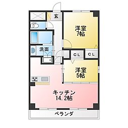 ポラリス左京山 2LDKの間取図画像