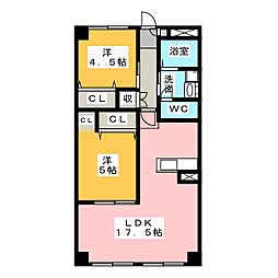 グランドハイツ浦里 2LDKの間取図画像