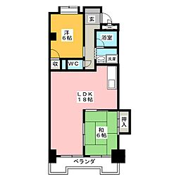 レジデンス山腰 2LDKの間取図画像