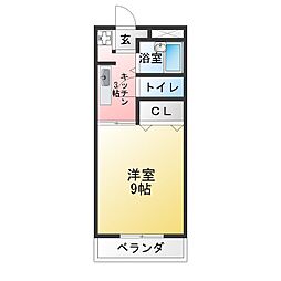 ヒルトップ 1Kの間取図画像