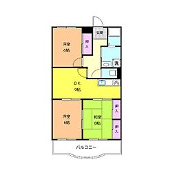 ウィング鳴海 3LDKの間取図画像
