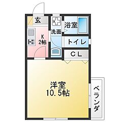 クリーンエスト2 1Kの間取図画像