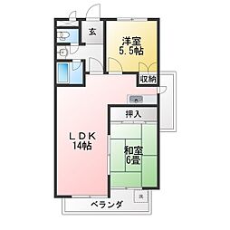 フェステ菊屋第6 2LDKの間取図画像