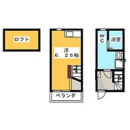 アースクエイク浦里 ワンルームの間取図画像