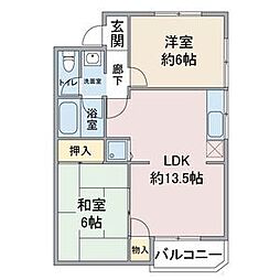 ムーニーヨーロピアン 2LDKの間取図画像