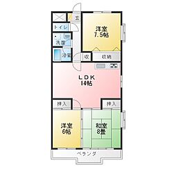 第3アーバンハイツ 3LDKの間取図画像
