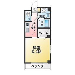 プレミアムキャッスル鳴海 1Kの間取図画像