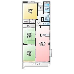 グリーンシャトー山下 3LDKの間取図画像
