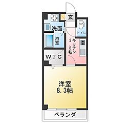プレミアムキャッスル鳴海 1Kの間取図画像