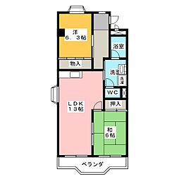 サンステージ滝ノ水 2LDKの間取図画像